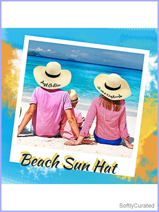 4 Pack Straw Floppy Sun Hats Embroidered Sayings Wide Brim Foldable Travel Beach main image 5